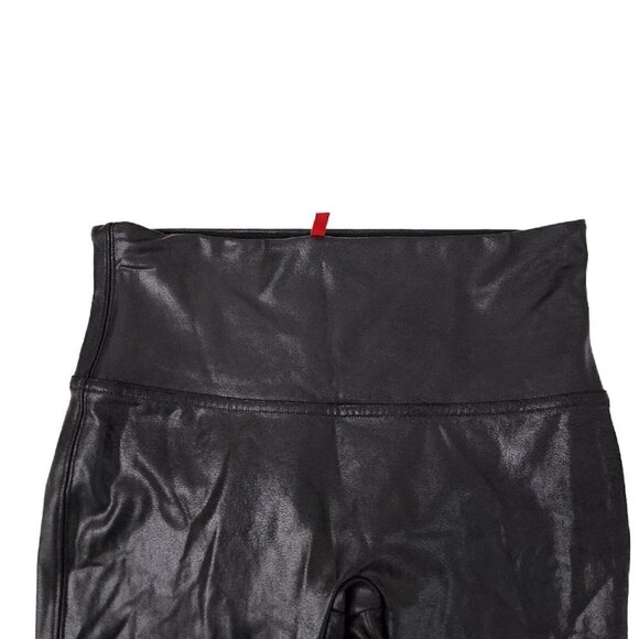 Spanx Leggings Medium Black Faux Vegan Leather Stretch High Rise‎ Full Length - Picture 2 of 8